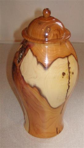 Lidded yew vase by Norman Smithers